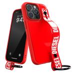 ショッピングdiesel 送料無料 DIESEL ディーゼル iPhone 14 Pro ケース アイフォン カバー スマホケース ハンドストラップ ベルト 落下防止 グリップ スタンド機能 [レッド 赤]