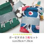 ガーゼタオル3枚セット ハンドタオル 子供 保育園 ベビー お手ふき ハンカチ タオル ガーゼ ミニ プレゼント 綿100％ 幼稚園
