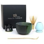 芳香園 抹茶セット 茶道具 茶道セット 星野園のお抹茶 抹茶茶碗 茶杓 茶筅 茶筅休め 説明書 チェックグリーン