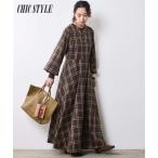 ショッピングパフスリーブ ワンピース チェックパフスリーブロングワンピース＜大きいサイズ有＞シックスタイル