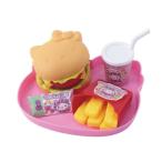 ハローキティ モグモグフードコート ハンバーガーやさん  おもちゃ 小物 ハンバーガー ポテト ドリンク セット トレー付き キティちゃ..