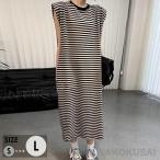 ショッピングレディ 夏 夏ワンピース ノースリーブ ゆったり リゾートワンピース レディース ストライプ 小柄 袖なし ロング丈 春 夏 パーティー 旅行 ビーチ