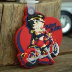 Betty Boop ラバー キーホルダー ◆ ベティちゃん バイク アメコミ バイカー ハート JHG190