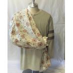 アームスリング　腕つり　三角巾　綿生地　生成色地　黒線の花柄・ピンク　AS-C44　脳卒中後の片麻痺の腕をサポート（介護用品）