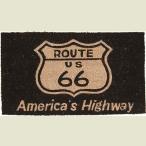 ココナツ玄関マット コイヤーマット COIR MAT ルート66ブラック Americas Highway Route66
