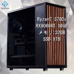 AMD Ryzen7 5700x �^ RX9060XT 16GB �E�b�h�f�U�C�� �Q�[�~���OPC Windows11 Home SSD 1TB ������ DDR4 3200MHz 32GB �ȈՐ��� 240mm �u���b�N ��