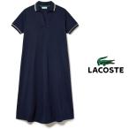  Lacoste Polo One-piece женский линия ребра Skipper шея олень. . Polo платье красивый . рубашка-поло короткий рукав Skipper рубашка одежда темно-синий хлопок 100%