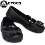 ショッピングクロックス キッズ クロックス crocs リボン サンダル キッズ ジュニア 女の子 204028-001 黒 ブラック パンプス バレエシューズ フラットシューズ ストラップシューズ フォーマル