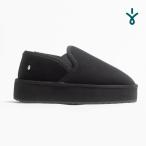 毎日発送 エミュ 厚底 ムートンブーツ ショート スリッポン EMU スティンガー リーフ STINGER REEF FLATFORM W13085 BLACK レディース シープスキン 黒 ブラック