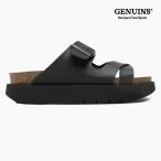 ジェニュインズ レディース サンダル GENUINS CORINA ヴィーガンレザー 黒 ストラップ 厚底 コルク スペイン製 104818JT BLK
