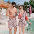 カップルペア水着 水着 ペアルック カップルお揃い お揃え 男女2着 カップル水着 大きいサイズ ペア水着 恋人 旅行 花柄 総柄 海 夏季