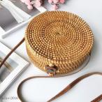 かごバッグ レディース ショルダーバッグ 斜めがけ　麦わらバッグ ラウンド型 ピクニック 海 ビーチ 夏バッグ 麦わらバッグ 軽量 かわいい 草編みバッグ