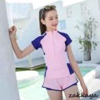 2点セット キッズ水着 女の子 スクール水着 セパレート トップス ショートパンツ付きスカート スポーツウエア 子供 水着 スイムウェア レデイーズ 水着 ジュニア