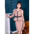 パーティードレス キャバドレス ナイトドレス 結婚式 キャバクラ 大きいサイズ 襟付きツイードベルテッドワンピース