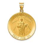 14k Yellow Gold St Jude Thaddeus Medal Pendant Charm Necklace Religious Pat［並輸51］