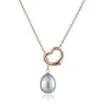 新品Rose Gold Over Sterling Silver Open Heart Shape 10.5-11mm Grey Cultured Fre［並輸51］