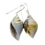新品スターリングシルバーDruzyイヤリングFossilized天然シェルDrops化石Druzy Crystals［並輸51］