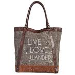 新品・送料無料Mona B. Live Love Wander Bag アップサイクル キャンバストートバッグ ビーガンレザートリム付き US サイズ: M カラー［並輸51］