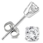 1/4 Carat TW IGI Certified Round Diamond Solitaire Stud Earrings in 14K Whi［並輸51］