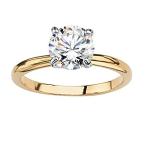 新品Palm Beach Jewelry 18Kイエローゴールドメッキ ラウンドキュービックジルコニア ソリティア婚約指輪［並輸51］