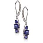Yahoo! Yahoo!ショッピング(ヤフー ショッピング)新品スターリングシルバー本物と作成宝石用原石3ストーン誕生石レバーバックぶら下がりイヤリング［並輸51］