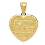14k Yellow Gold Te Amo Heart Pendant Charm Necklace Love S/love Message Fin［並輸51］