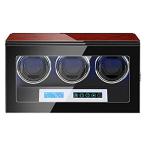 JQUEEN 腕時計 ワインダー 3 静かな日本のまぶちモーター付き マイクロファイバーレザー LCDタッチスクリーン付き (ブラック+レッド)［並輸51］