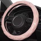 ユニバーサルステアリングホイールカバー マイクロファイバーレザー付き 乗用車 トラック SUV 滑り止めハンドルカバー 15インチ［並輸51］
