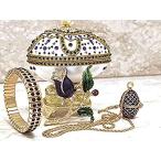 Unique ONE only Gift Purple Faberge Egg Jewelry Box &amp; Russian Egg Pendant N［並輸51］