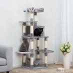 FEANDREA キャットタワー 猫タワー 支柱4本 安定性抜群 幅広い台座 くつろげる空間を確保 段差あり NPCT86H