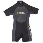 サーフィン National Geographic Snorkeler Wet Suit Men's, Shorty Suit Back Zip, Sharkskin Non-Skid Chest, Bicep &amp; Thigh Seals, 2mm, 98-Degree
