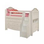 電子おもちゃ Bolton Furniture 9881500LS8320MSB Emma Low Loft Storage Bed with Stairs, 7 Drawer Dresser, Electronics Storage Cabinet, White