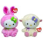 幼児用おもちゃ Ty Beanie Babies Hello Kitty Lamb Suit &amp; Pink Bunny Suit set of 2 Plush Toys