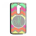 2 in 1 PC Monogrammed Multicolored Pastel Chevron With Initials Monogram Personalized LG G2 Fit for AT&amp;T PVC CaseCover New Fashion, Best Gift