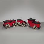 乗り物おもちゃ Kids Wooden Riding Toy, Ride On Train Set - South Bend Woodworks Express RedBlack 3 Car Set
