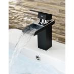 ミキサー Ling@ Basin mixer Contemporary Black Painting One Hole Single Handle Waterfall Bathroom Sink Faucet