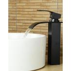 ミキサー Ling@ Basin mixer Contemporary Tall Oil rubbed Bronze Waterfall Bathroom Sink Faucet Black