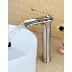 ミキサー Ling@ Basin mixer Vessel Single Handle One Hole in Nickel Brushed Bathroom Sink Faucet , silvery