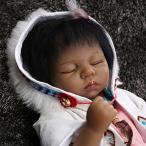 幼児用おもちゃ NPK Sleeping 55cm 22 Inch Real Lifelike Reborn Baby Dolls Native American Black Ethnic Realistic Very Soft Silicone Newborn Doll