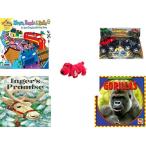 幼児用おもちゃ Children's Gift Bundle - Ages 3-5 [5 Piece] - Rivers, Roads And Rails Game - Monster Wheels Friction Powered Toy - Beanie Baby - Rover