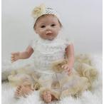 幼児用おもちゃ Brown Eyes 22 Inch Reborn Baby Dolls Soft Silicone Lifelike Girl Babies Newborn Toy With Handmade Dress Kids Birthday Xmas Gift