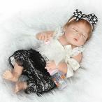 幼児用おもちゃ NKOL Reborn Baby Girl Dolls Lifelike Full Silicone Body Newborn Toy Magnetic Mouth Black Dress, 23inch Weighted Baby