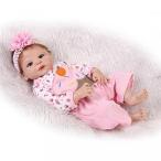 幼児用おもちゃ NKol Reborn Baby Dolls Silicone Vinyl Body Newborn Realistic Baby Girl Doll with Pink Suit 22inch 57cm Magnetic Mouth Waterproof Toys