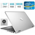 2 in 1 PC HP Pavilion X360 2-in-1 Convertible 13.3" IPS Touchscreen Laptop PC, Intel Core i3-7100U 2.4GHz, 6GB DDR4 SDRAM, 500GB HDD, HDMI,