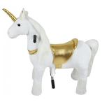 乗り物おもちゃ Mechanical Ride on Gold Unicorn Simulated Horse Riding on Toy Ride-on Pony Cycle :More Comfortable Riding with Gallop Motion for Kids