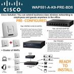 無線LAN機器 Cisco WAP551 3-UNITS Access Point PRE-CONF + SG110D-08HP Switch + RV042G Router