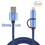 2 in 1 PC Warmstor 2 Pack 3.3ft Lightning and Micro USB Cable Durable Nylon Braided Sync and Charging Cable for iPhone 77Plus6s plus6s6 plus65s, iPad