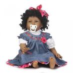 幼児用おもちゃ HerIn African American Reborn Baby Doll, Black Newborn Baby Dolls, 22 IN Magnetic Pacifier Baby Toys with Denim Dress