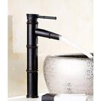 ミキサー AWXjX European Style Copper Black Bamboo Festival Basin Hot and Cold Sink Mixer Taps