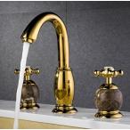 ミキサー AWXJX European Style Copper Wash Your Face Gold Jade Hot And Cold Sink Mixer Taps